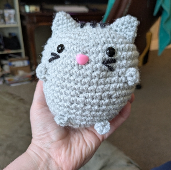 Handmade Gray Crocheted Smooshkitty - Picture 1 of 3